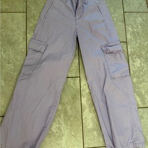 Purple Cargo Jeans with Relaxed Fit and Lightweight Fabric